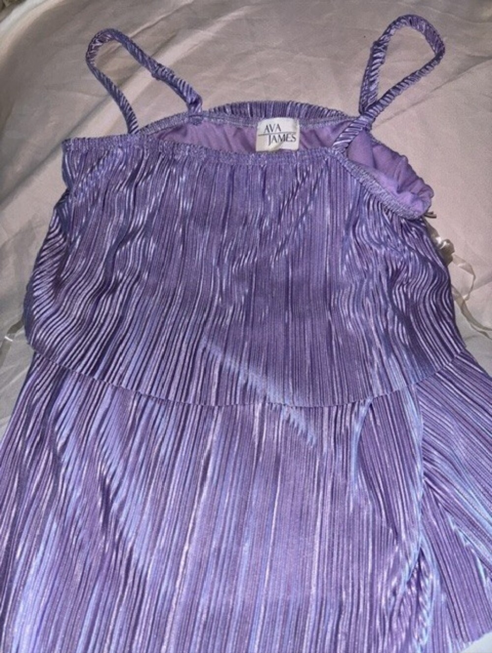 Ava James Shimmery Lavender Pleated Top